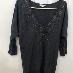 New York & Company Grey Sequin Top